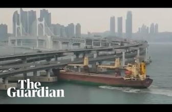 Russian Dry Cargo Vessel hits bridge in Busan